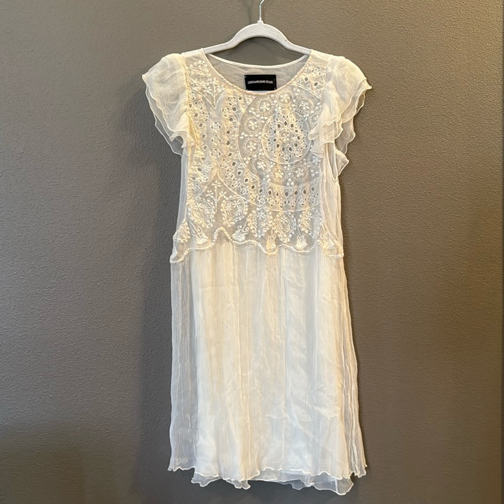 Zadig & Voltaire Rhuya Deluxe embroidered dress white size M - Picture 3 of 9